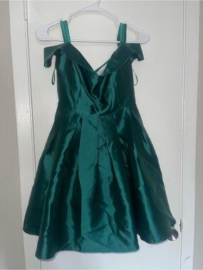 Emerald Satin Party Dress for Girls